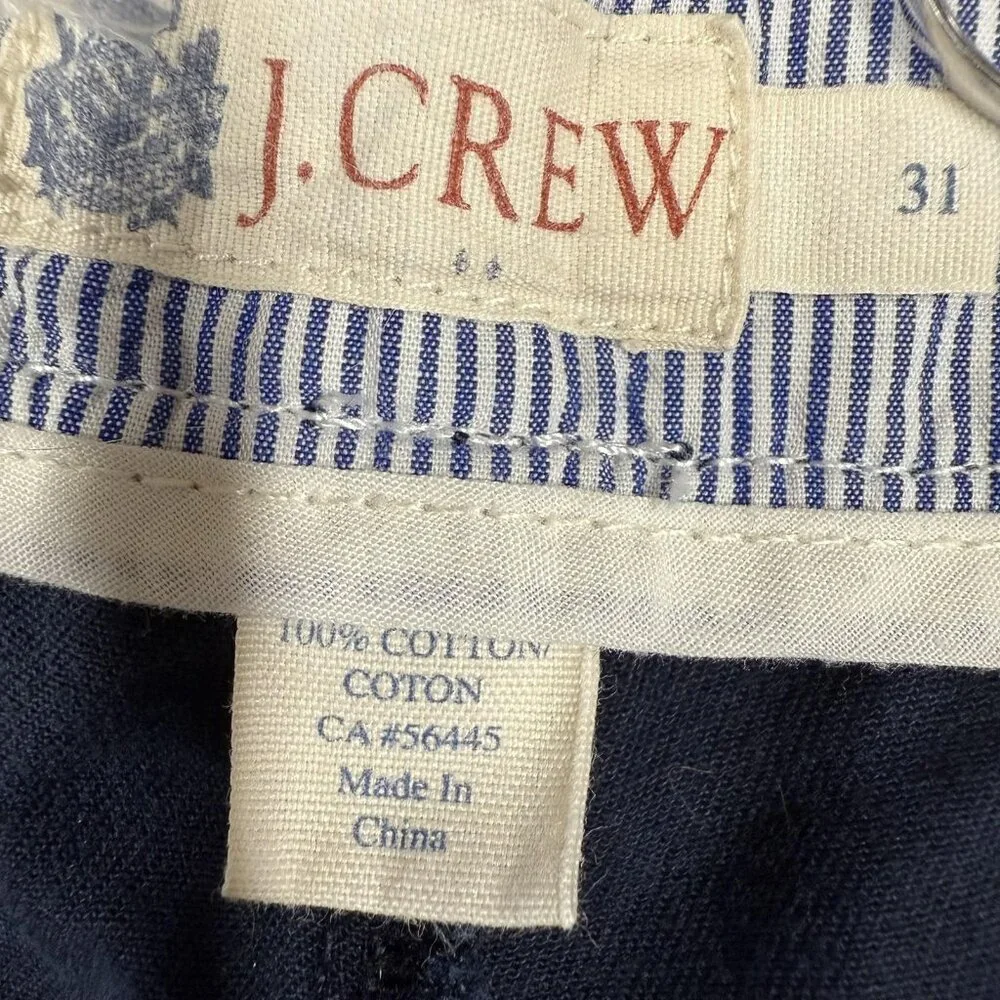 J.Crew Nautical Anchor Embroidered Chino Shorts Mens 31 Preppy Navy Blue Coastal